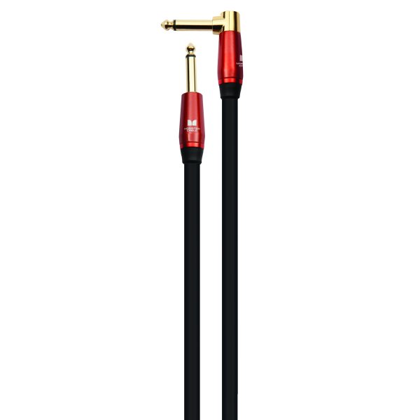 Monster ACST2-12AWW Prolink Acoustic 1/4" Instrument Cable. 12 ft - Right Angle to Straight