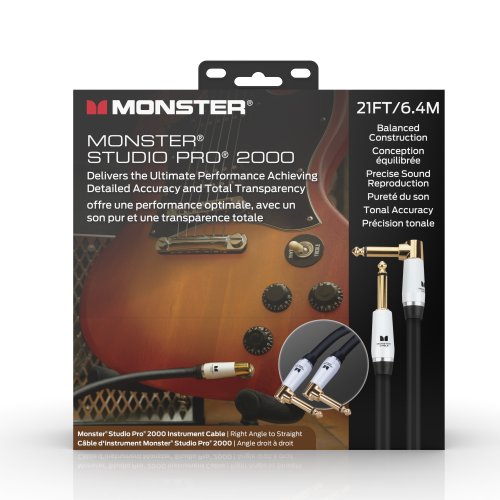 Monster SP2000-I-21AWW Studio Pro 2000 Instrument Cable. 21' Right Angle to Straight