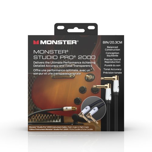 Monster SP2000-I-0.75DAWW Studio Pro 200 Instrument Cable. 8″ Right Angle to Right Angle