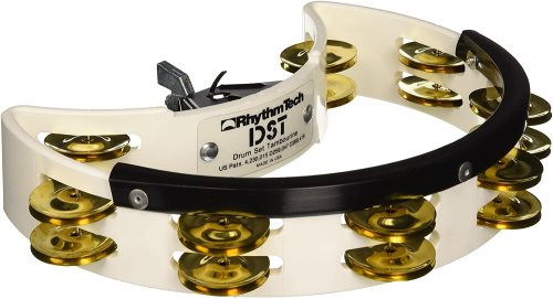 Rhythm Tech DST21 Drum Set Tambourine. White with Brass Jingles