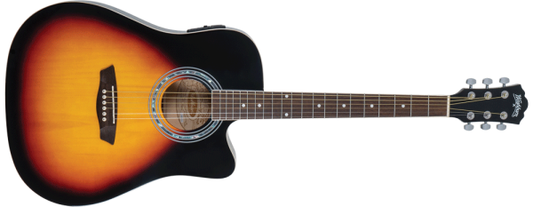 Washburn WA90CEVSB Dreadnought Acoustic Electric Guitar. Tobacco Burst