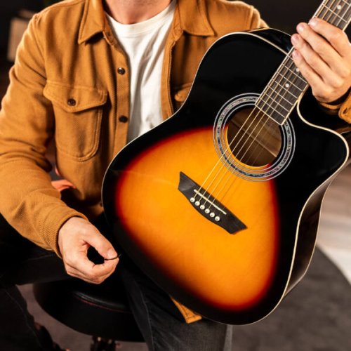 Washburn WA90CEVSB Dreadnought Acoustic Electric Guitar. Tobacco Burst