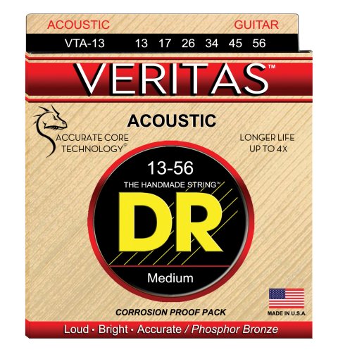 DR Strings VTA-13 Veritas Phosphor Bronze Acoustic Guitar Strings. 13-56