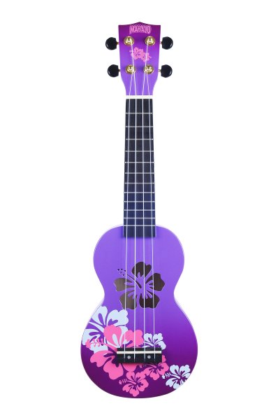 Mahalo MD1-HBPPB Hibiscus Soprano Ukulele. Purple Burst