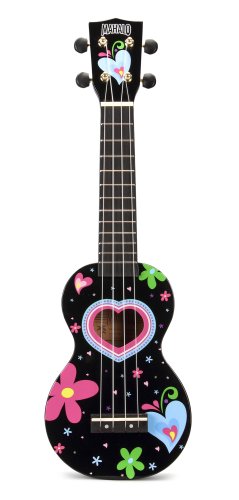Mahalo MA1-HEBK Art Series Soprano Ukulele. Heart Graphic