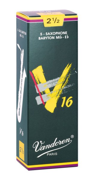 Vandoren SR7425 Baritone Saxophone V16 Reeds Strength #2.5. (Box of 5)
