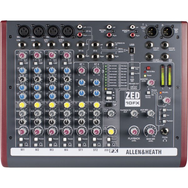 10-Channel Mixer with USB Audio Interface and Effects