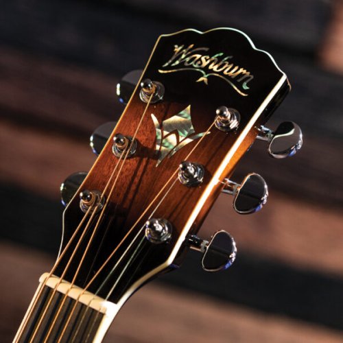 Washburn EA15 Festival Series Mini Jumbo Cutaway Acoustic Electric Guitar. Tobacco Burst