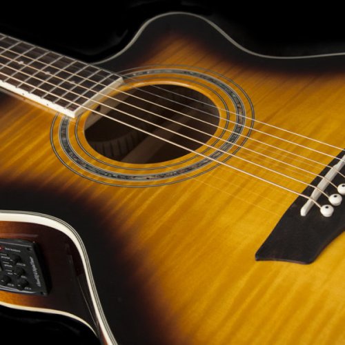 Washburn EA15 Festival Series Mini Jumbo Cutaway Acoustic Electric Guitar. Tobacco Burst
