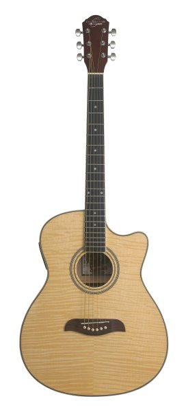 Oscar Schmidt OACEFN-A Auditorium Cutaway Acoustic Electric Guitar. Flame Maple