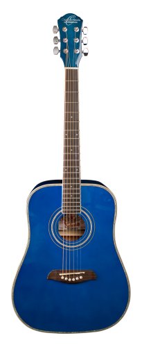 Oscar Schmidt OG1TBL-A 3/4 Size Dreadnought Acoustic Guitar. Trans Blue