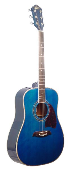 Oscar Schmidt OG2TBL-A Dreadnought Acoustic Guitar. Trans Blue