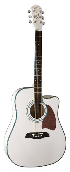 Oscar Schmidt OG2CEWH-A Dreadnought Cutaway Acoustic Electric. White