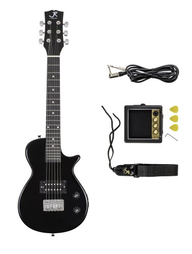 J Reynolds JRPKLPBK Mini Electric Guitar Pack. Black