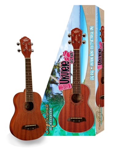 Oscar Schmidt OU2PAK-A Concert Ukulele. Natural Mahogany Includes Instructional DVD