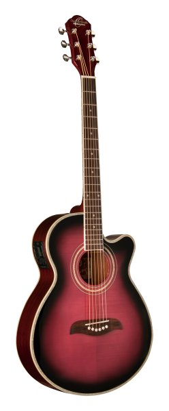 Oscar Schmidt OG10CEFTPB-A Cutaway Folk Acoustic Electric Guitar. Flame Trans Purple