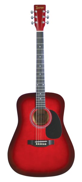 Lauren LA125RD Dreadnought Acoustic Guitar. Red
