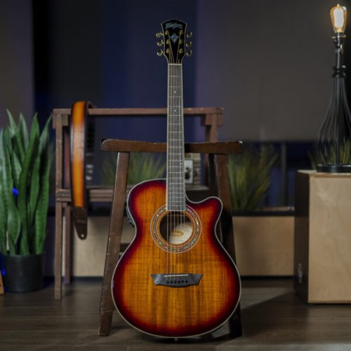 Washburn EA55G-A Festival Series Cutaway Acoustic/Electric Guitar. Koa Burst