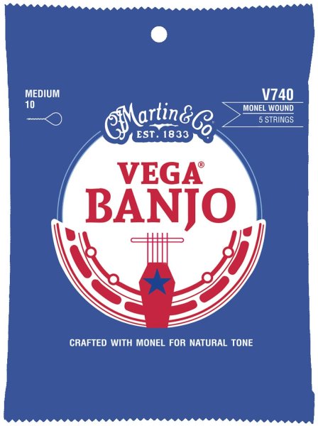 Martin V740 Vega Medium (Monel) (5 String) Banjo Strings. 10-23