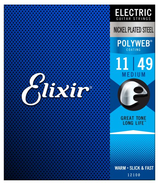 Elixir 12100 Nickel Plated Steel Electric Guitar Strings with POLYWEB. Medium 11-49