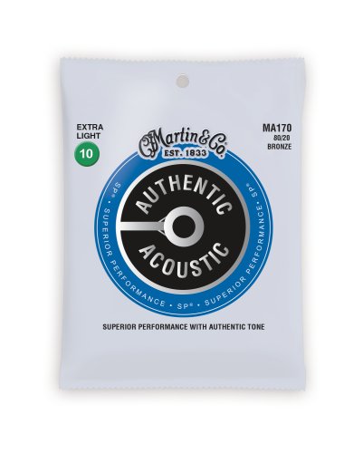 Martin MA170 Authentic Acoustic SP 80/20 Bronze Extra Light Guitar Strings. 10-47