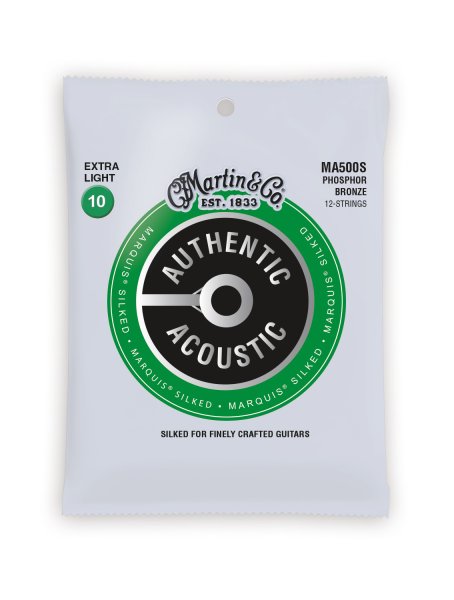 Martin MA500S Authentic Acoustic 92/8 Phosphor Bronze Extra Light (12 String) Guitar Strings.