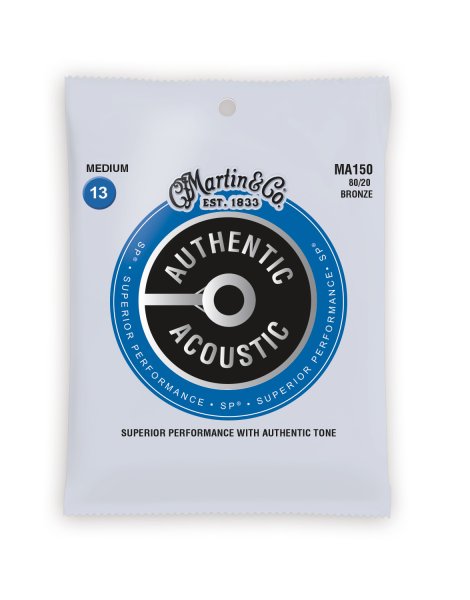 Martin MA150 Authentic Acoustic SP 80/20 Bronze Medium Guitar Strings. 13-56