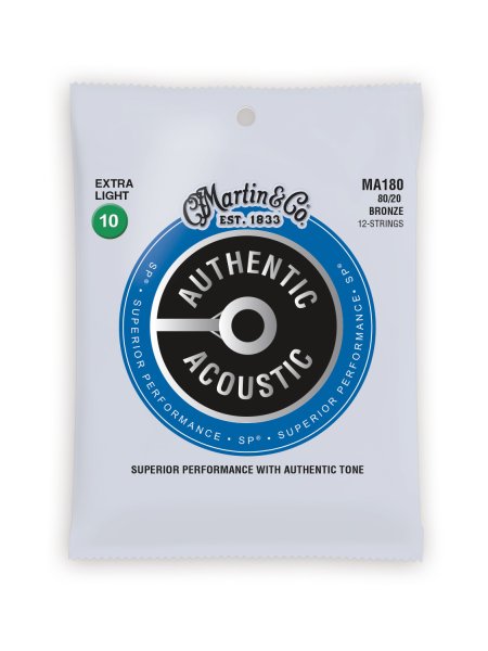 Martin MA180 Authentic Acoustic SP 80/20 Bronze Extra Light (12 String). 10,10-47,27