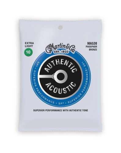 Martin MA530 Authentic Acoustic SP 92/8 Phosphor Bronze Extra Light Guitar Strings. 10-47