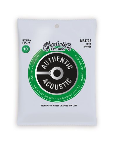 Martin MA170S Authentic Acoustic Marquis Silked 80/20 Bronze Extra Light Guitar Strings. 10-47
