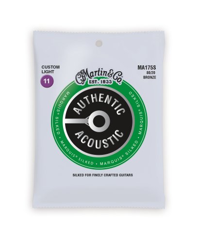 Martin MA175S Authentic Acoustic Marquis Silked 80/20 Bronze Custom Light Guitar Strings. 11-52