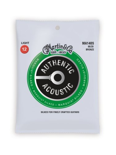 Martin MA140S Authentic Acoustic Marquis Silked 80/20 Bronze Light Guitar Strings. 12-54