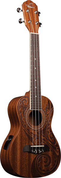 Oscar Schmidt OU2ETAT-A Concert Ukulele W/Pre Amp. Natural Mahogany Maori