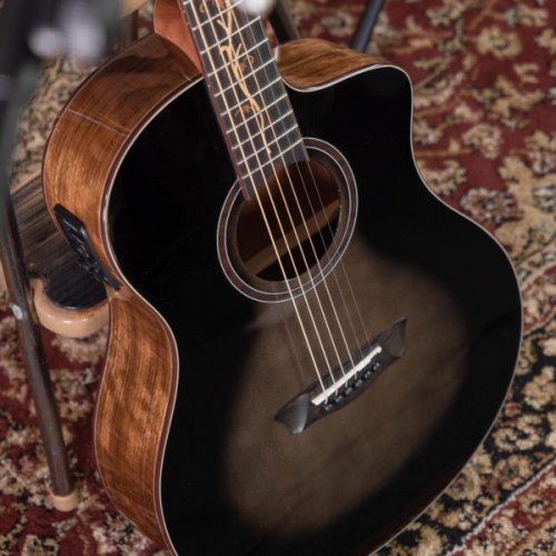 Washburn VITE S9V Bella Tono Studio Cutaway Acoustic Electric Guitar. Gloss Charcoal Burst