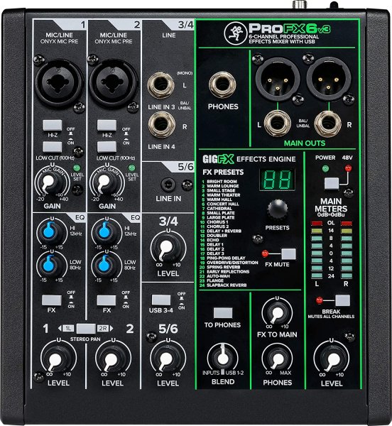 Mackie PROFX6-V3 Mixer. 6 Channel