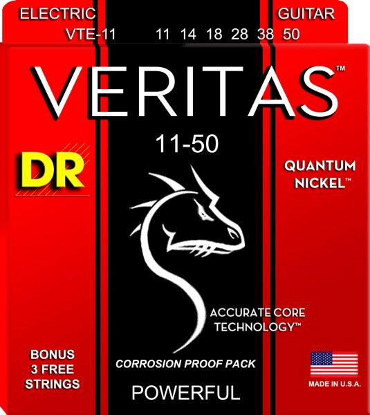 DR Strings VTE-11 Veritas Nickel Wraped Round Core Electric Guitar Strings. 11-50
