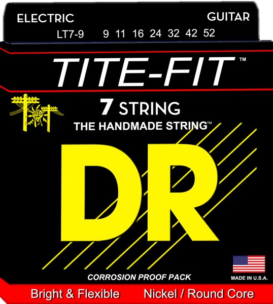 DR Strings LT7-9 Tite-Fit Nickel Plated Electric Guitar Strings (7 String). 9-52