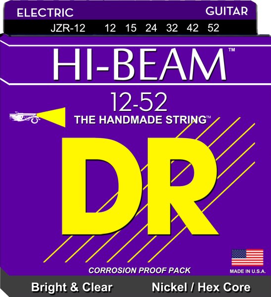 DR Strings JZR-12 Hi-Beam Nickel Plated Electric Guitar Strings. 12-52