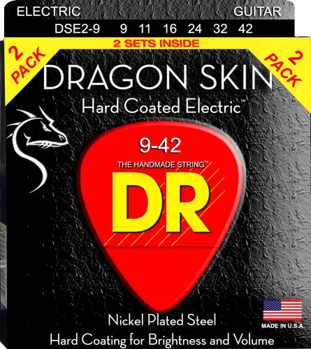 DR Strings DSE-2/9 Dragon Skin Clear Coated Electric Guitar Strings. 9-42 (2-Pack)