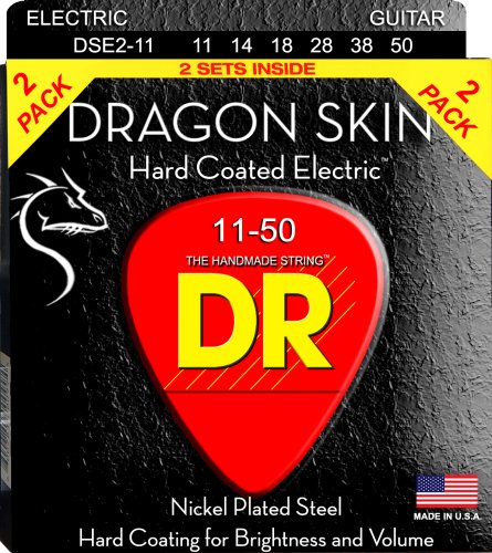DR Strings DSE-2/11 Dragon Skin Clear Coated Electric Guitar Strings. 11-46 (2-Pack)