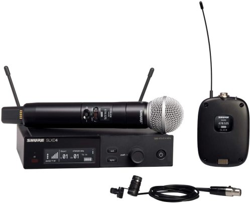 Shure SLXD124/85-G58 Wireless System with SLXD2/58 Handheld SLXD1 Bodypack and WL185 Mic. G58 Band