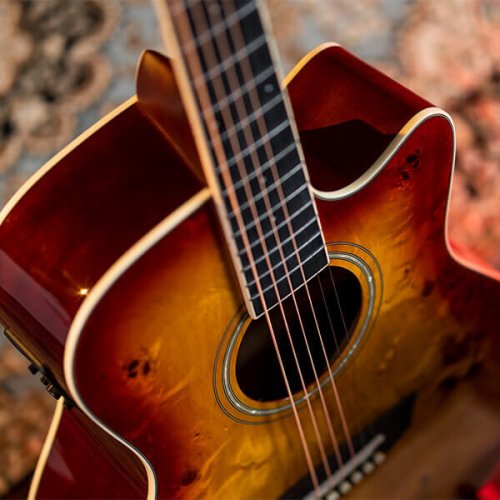 Washburn DFBACEA Deep Forest Burl Grand Auditorium Acoustic Electric Guitar. Amber Fade