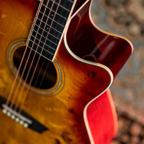 Washburn DFBACEA Deep Forest Burl Grand Auditorium Acoustic Electric Guitar. Amber Fade