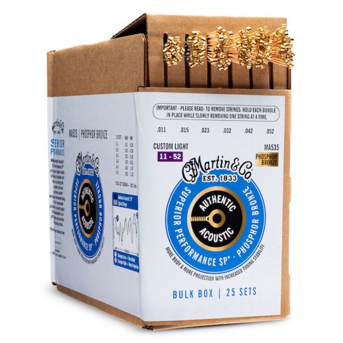 Martin 41BULKBOXMA535 Authentic Acoustic SP Acoustic Guitar Strings Bulk Box. 25 Set (11-52)