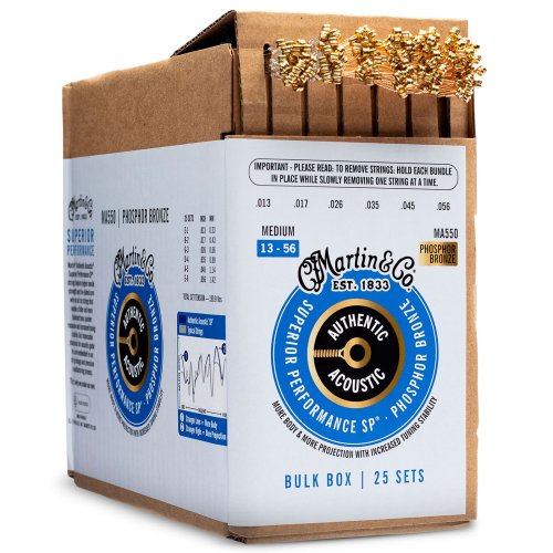Martin 41BULKBOXMA550 Authentic Acoustic SP Acoustic Guitar Strings Bulk Box. 25 Set (13-56)