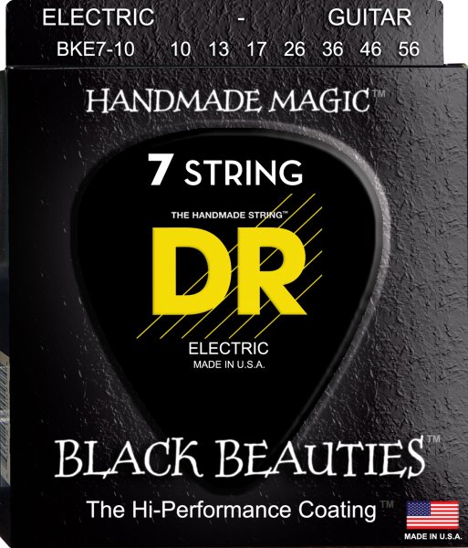 DR Strings BKE7-1 Black Beauties Colored Electric Guitar Strings (7 String). 1-57