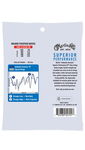 Martin MA4800 Authentic Acoustic SP Bass Strings. Light (45-100)