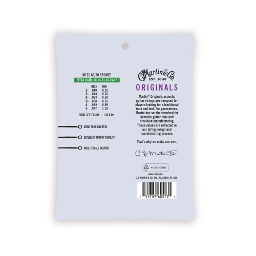 Martin M170 Original Guitar Strings. Extra Light (10-47)