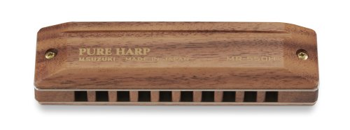 Suzuki MR-550H-LF Koa Pure Harp 10-Hole Diatonic Harmonica. Key of Low F