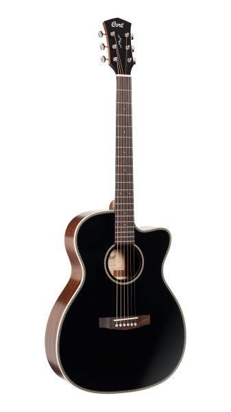 Cort OC4BTSG Essence Series ES-OC4 OM Cutaway Acoustic Electric Guitar. Black Top Semi Gloss